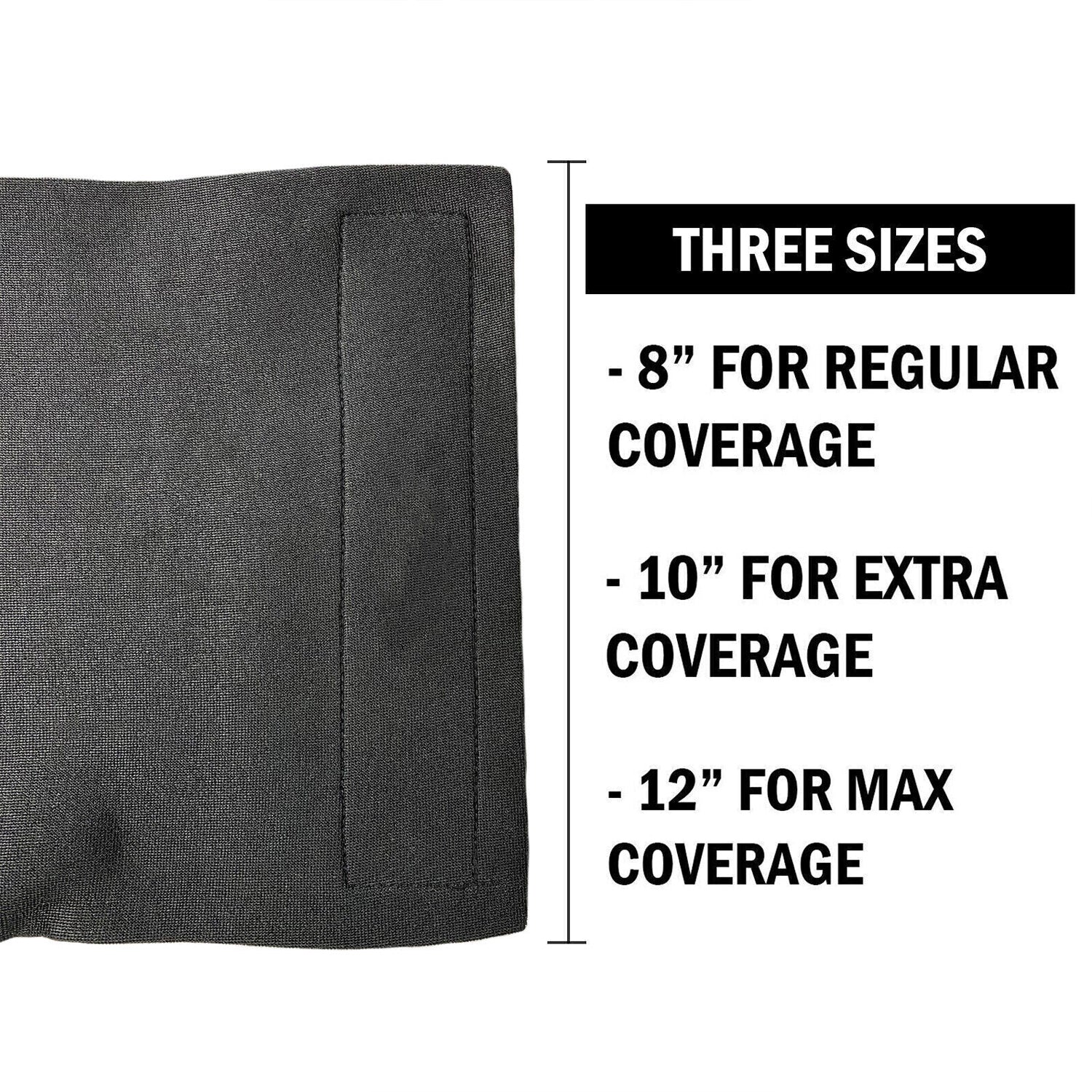Picture of a waist trimmer with three different measurements on the side