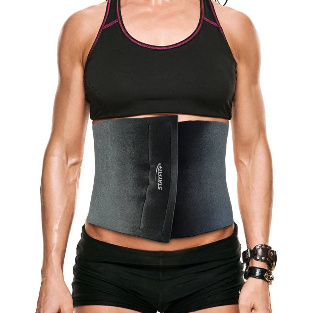 Close up of a waist trimmer around a female athlete's waist