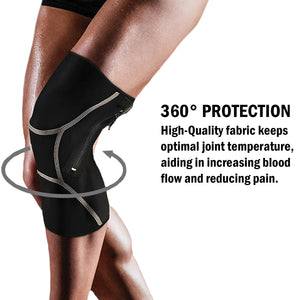 Zippered knee brace with a description about protecting your knee