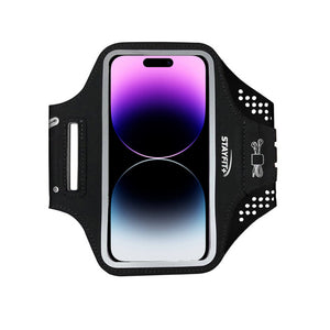iPhone in a protective armband case for fitness. (Black)