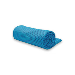 Rolled up blue cooling towel