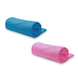 One blue and one pink cooling towel
