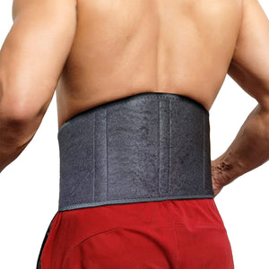 Picture of a lumbar back brace wrapped around an athlete's back