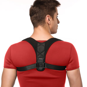 Male wearing a posture corrector