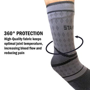 Woven ankle brace with a description about protecting your ankle