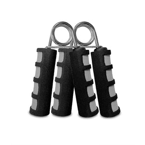 Two grey hand grip strengtheners