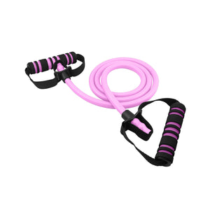 Pink rubber tube with two handles at both ends