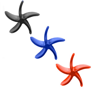 3 propeller shaped mixers (black, blue, and red) for protein bottles